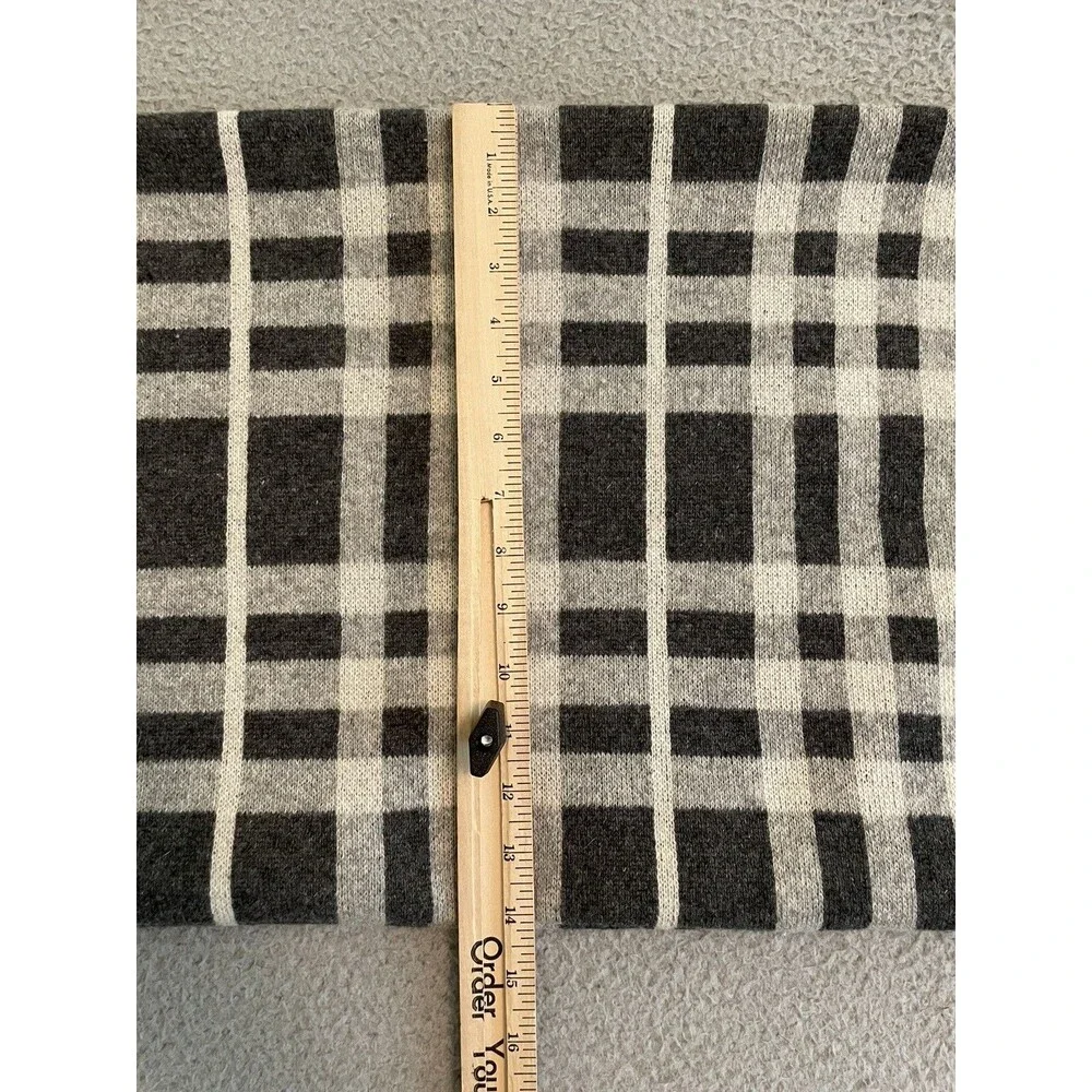 Tommy Hilfiger Gray Plaid Sweater Pillow Cover Wool Blend 26x14 Christmas Winter